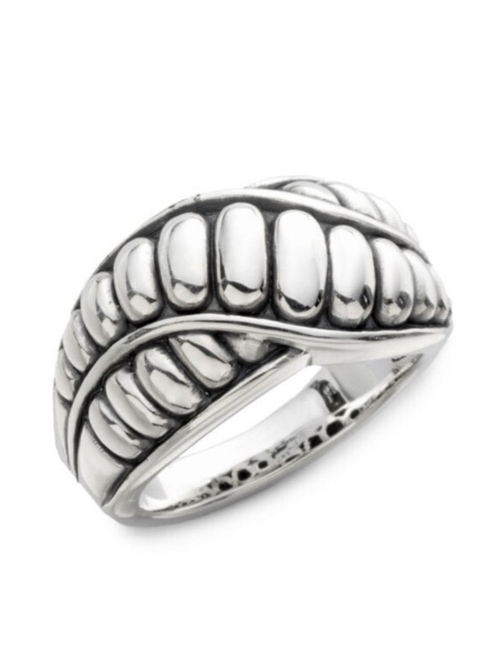 LAGOS Chi Chi Fluted Crossover Ring in Sterling Silver Size 7 NWOT